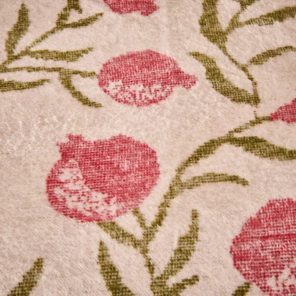 Soft Granate Pamuklu Çift Kişilik Battaniye - Ekru / Kırmızı - 200x220 cm - Resim 2