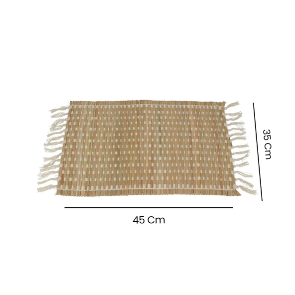 Houseware Püsküllü Amerikan Servis - Bej - 45x35 cm - Resim 3