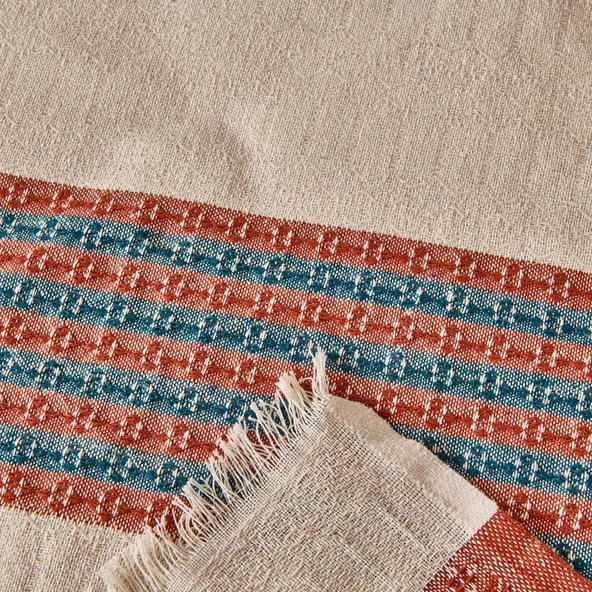 Soft Marun Tek Kişilik Yatak Örtüsü - Ekru / Kırmızı - 160x230 cm - Resim 3