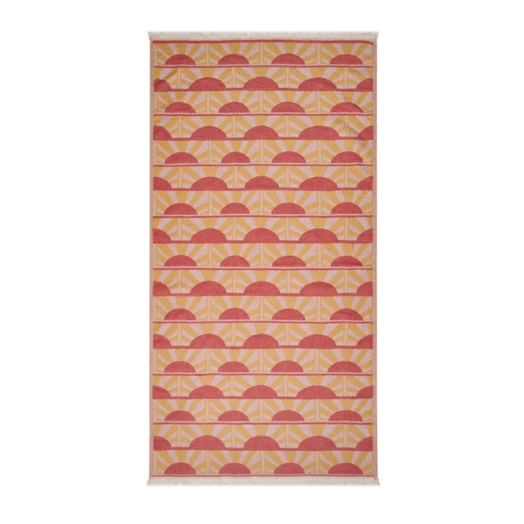 Soft Sun Madness Güneş Desenli Peştamal - Hardal - 90x160 cm ürün görseli 1