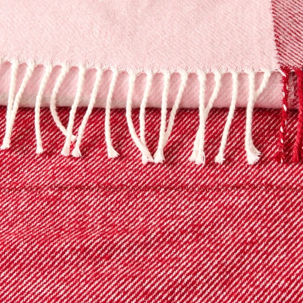 Soft Vintera Pamuklu Çift Kişilik Battaniye - Kırmızı / Yeşil - 180x220 cm - Resim 2