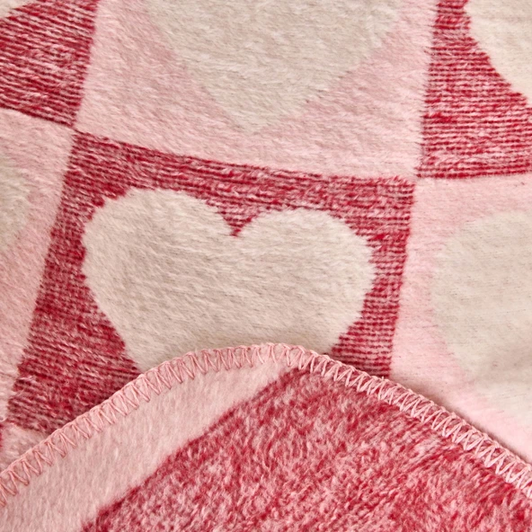 Soft Amour Pamuklu Tv Battaniyesi - Pembe / Kırmızı - 130x170 cm - Resim 3