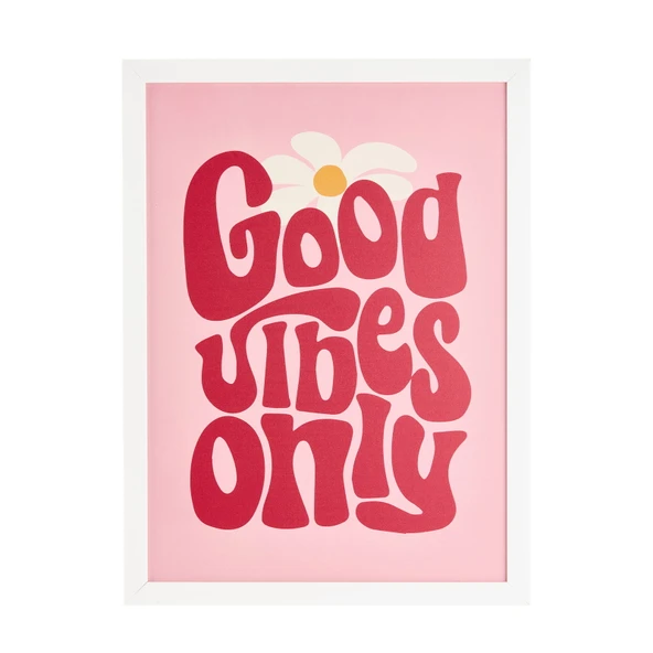 Deco Good Vibes Only Pano - Pembe - 30x40 cm - Resim 2