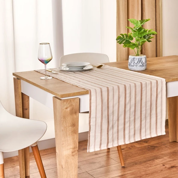 Soft Herringbone Runner - Ekru / Bej - 50x130 cm ürün görseli