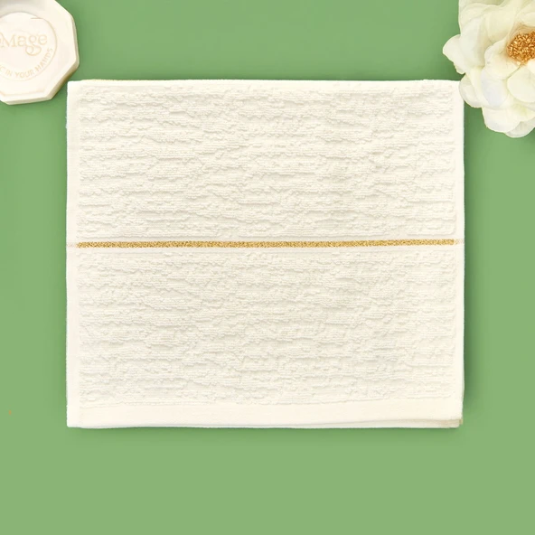 Soft Golden Star Line El Havlusu - Ekru - 30x50 cm ürün görseli