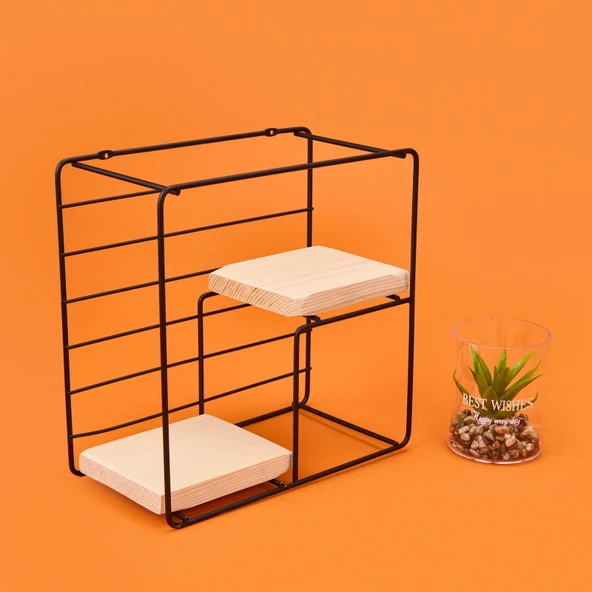 Dekoratif Dörtgen Raf - Siyah - 30 cm - Resim 2