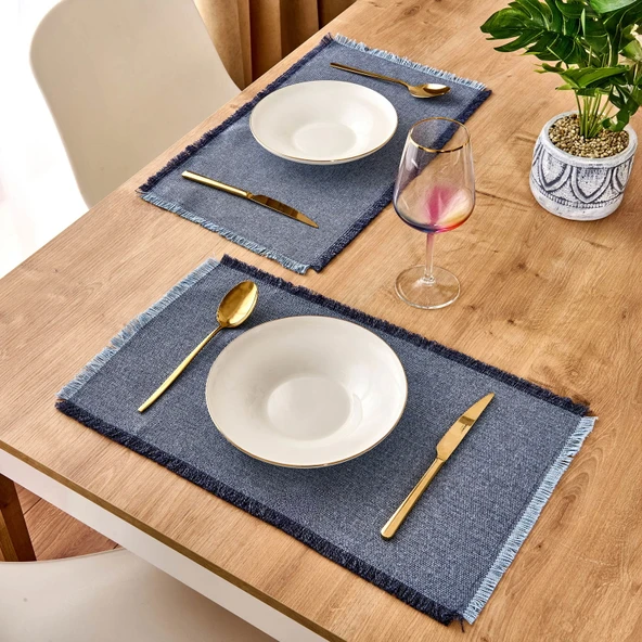 Soft Plaid 2'li Amerikan Servis - Mavi - 30x50 cm ürün görseli