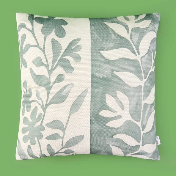 Soft Nora Kırlent - Yeşil / Ekru - 45x45 cm ürün görseli