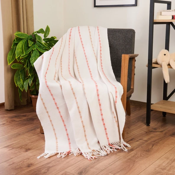 Soft Elvia Pamuklu Tv Battaniyesi - Krem - 130x170 cm ürün görseli