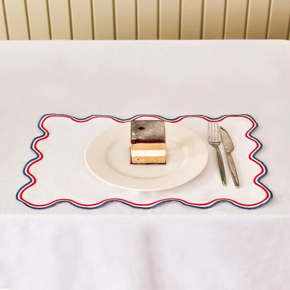 Soft Nonna Amerikan Servis - Mavi / Kırmızı - 30x50 cm ürün görseli