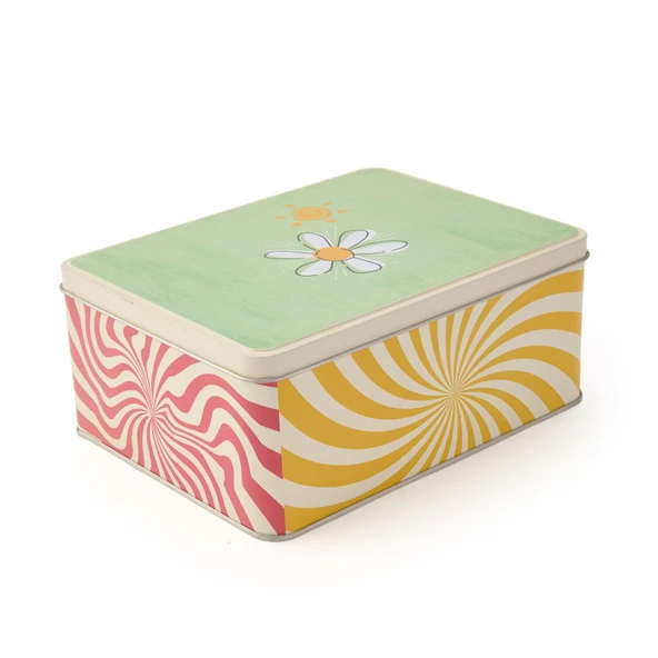 Çiçek Serisi Metal Hediye Kutusu - Renkli - 16,5x9 cm - Resim 2