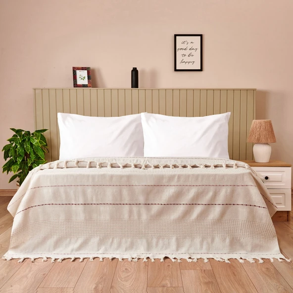 Soft Solvia Çift Kişilik Yatak Örtüsü - Krem - 200x230 cm ürün görseli 1