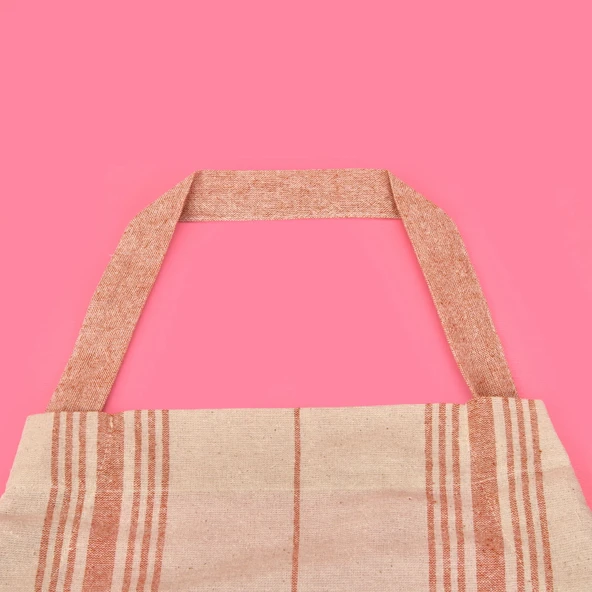 Tarçın Mutfak Önlüğü - Ekru / Kiremit - 65x80 cm - Resim 2