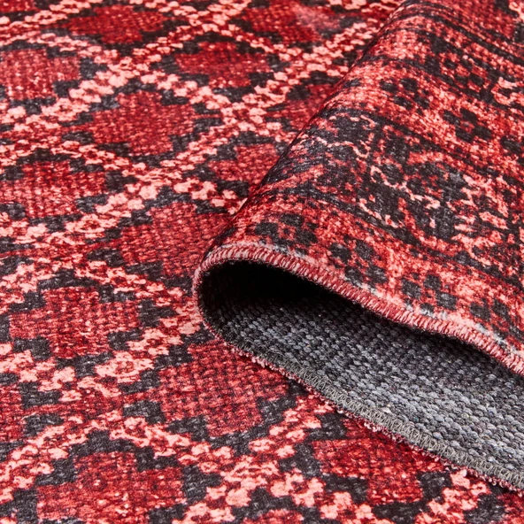 Soft Zarmine Afgan Desenli Halı - Kırmızı - 160x230 cm - Resim 3