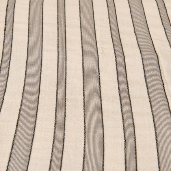 Soft Rene İpliği Boyalı Çift Kişilik Nevresim Takımı - Beyaz / Antrasit - Resim 3