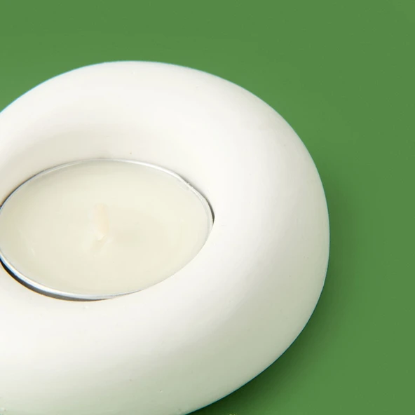 Deco Taş Mumluk - Beyaz - 5 cm - Resim 3