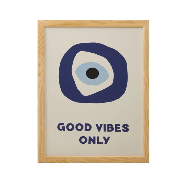 Deco Good Vibes Only Duvar Panosu - Mavi / Beyaz - 30x40 cm - Resim 2