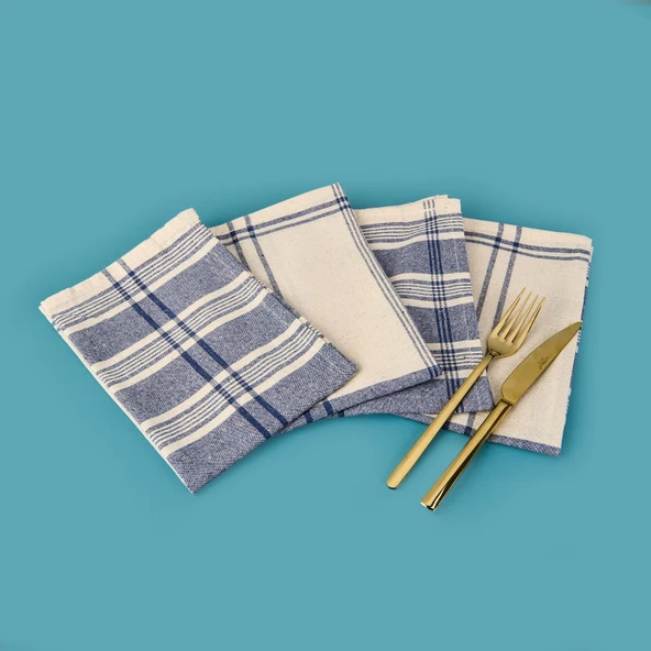 Deniz 4'lü Amerikan Servis - Ekru / Mavi - 30x45 cm - Resim 3