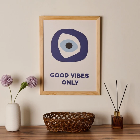 Deco Good Vibes Only Duvar Panosu - Mavi / Beyaz - 30x40 cm ürün görseli