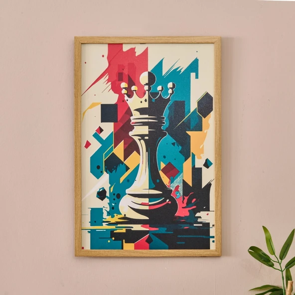 Deco Şah Pano Tablo - Renkli - 40x60 cm ürün görseli