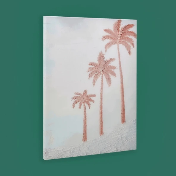 Deco Palm Breeze Kanvas Tablo - Bej - 50x70 cm - Resim 3