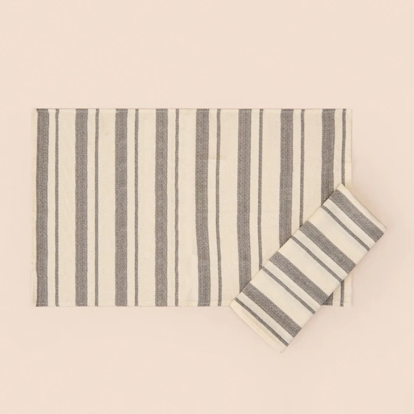 Soft Alno 2'li Amerikan Servis - Ekru / Antrasit - 30x50 cm - Resim 3