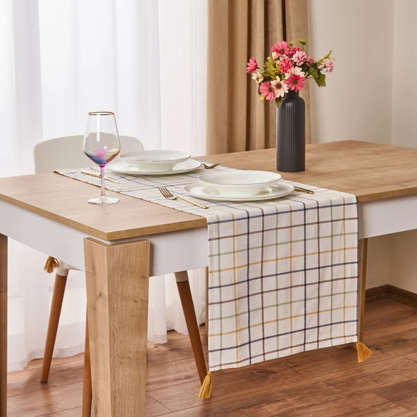 Madison Runner - Ekru / Renkli - 45x150 cm ürün görseli