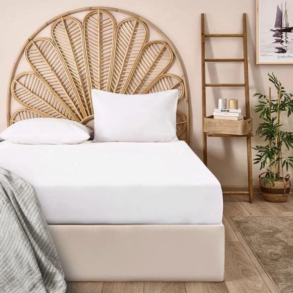 Soft Basic Tek Kişilik Düz Kenar Çarşaf - Beyaz - 160x240 cm ürün görseli 1