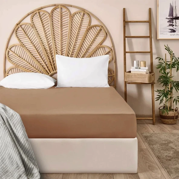 Soft Basic Tek Kişilik Lastikli Çarşaf - Karamel - 100x200 cm ürün görseli 1