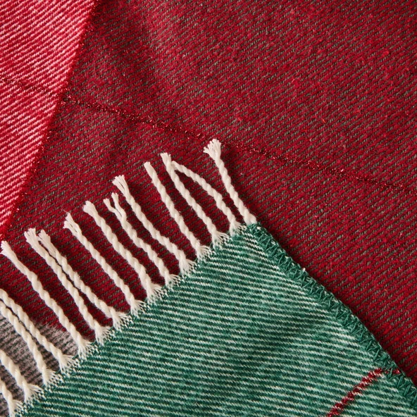Soft Vintera Pamuklu Çift Kişilik Battaniye - Kırmızı / Yeşil - 180x220 cm - Resim 3