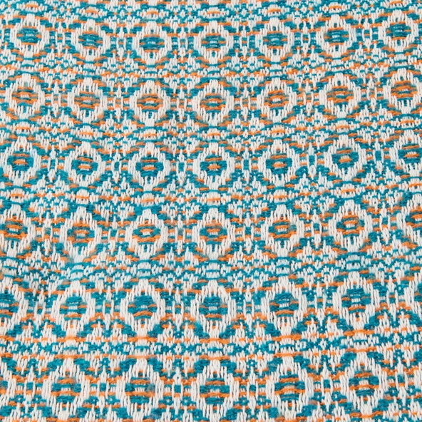 Soft Zemira Pamuklu Tek Kişilik Battaniye - Mavi / Turuncu - 150x200 cm - Resim 2