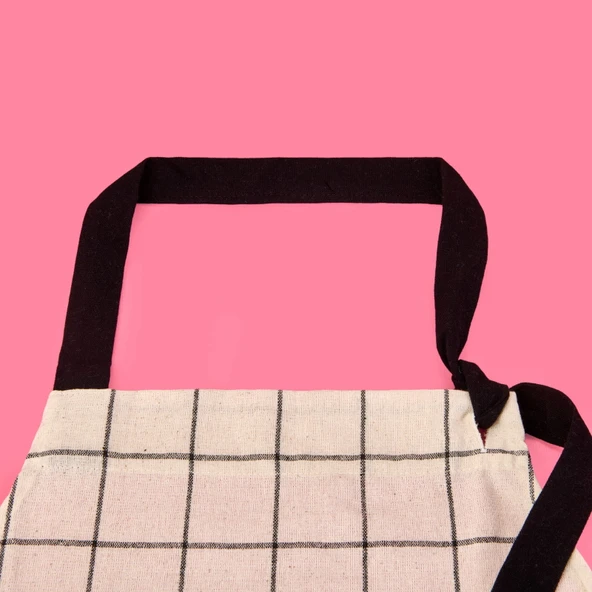 Trallies Mutfak Önlüğü - Ekru / Siyah - 65x80 cm - Resim 3