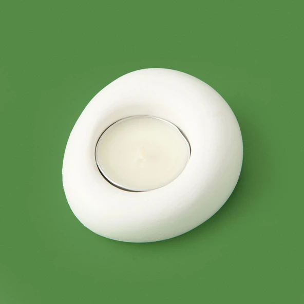 Deco Taş Mumluk - Beyaz - 5 cm - Resim 2