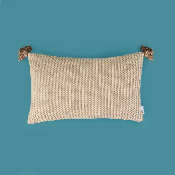 Soft Shiny Kırlent - Bej / Kahverengi - 30x50 cm ürün görseli