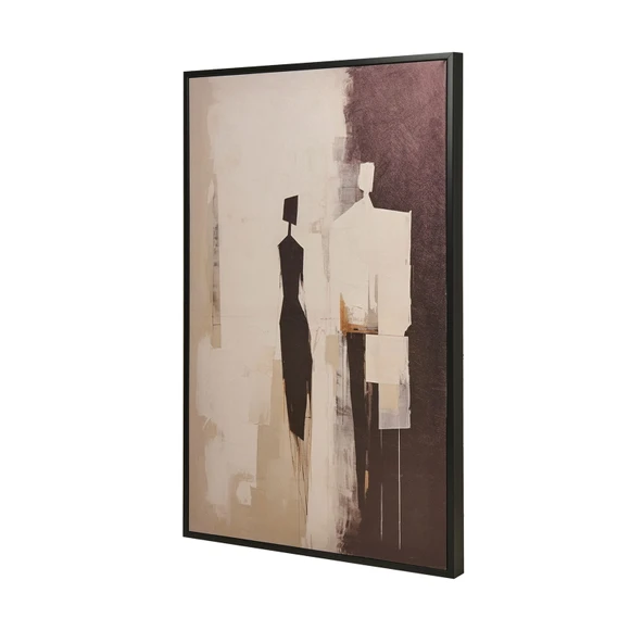 Deco Contraste Tablo - Bej / Siyah - 90x60 cm - Resim 3