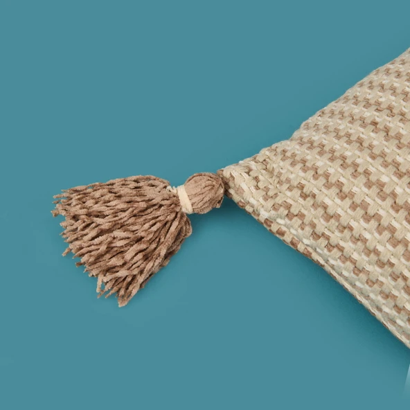 Soft Shiny Kırlent - Bej / Kahverengi - 30x50 cm - Resim 3