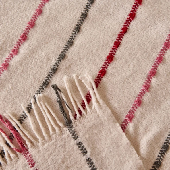 Soft Elvia Pamuklu Çift Kişilik Battaniye - Krem - 200x220 cm - Resim 3