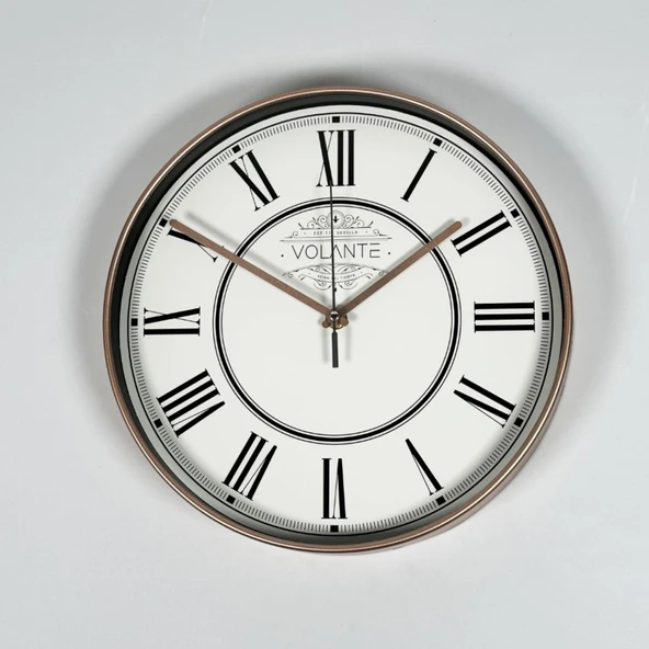 Elegant Duvar Saati - Bronz / Beyaz - 30 cm - Resim 3