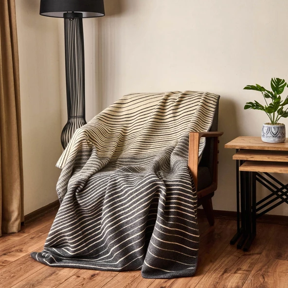 Soft Victor Pamuklu Tv Battaniyesi - Antrasit - 130x170 cm ürün görseli