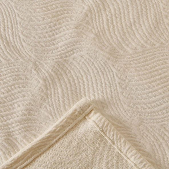 Soft Velinora Çift Kişilik Yatak Örtüsü Seti - Krem - 220x240 cm - Resim 3
