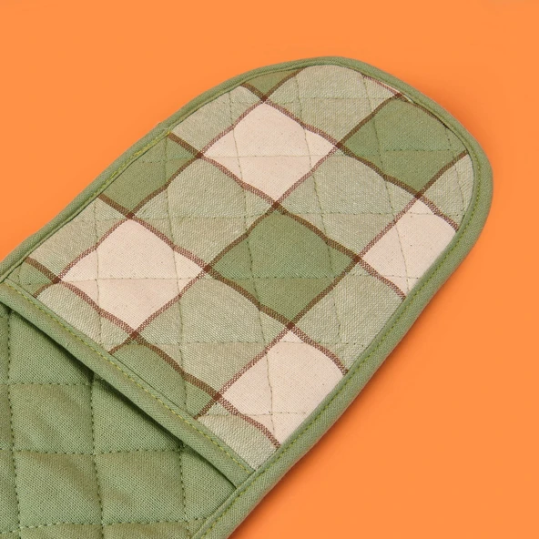 Toscana Uzun Fırın Eldiveni - Ekru / Yeşil - 16x85 cm - Resim 3