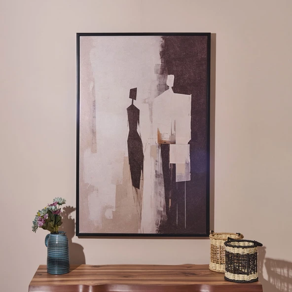 Deco Contraste Tablo - Bej / Siyah - 90x60 cm ürün görseli 1