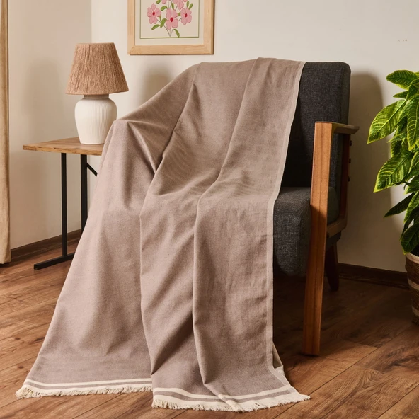 Soft Dalinda Koltuk Şalı - Kahverengi - 170x230 cm ürün görseli 1
