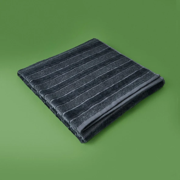 Soft Kadife Banyo Havlusu - Antrasit - 70x140 cm - Resim 2