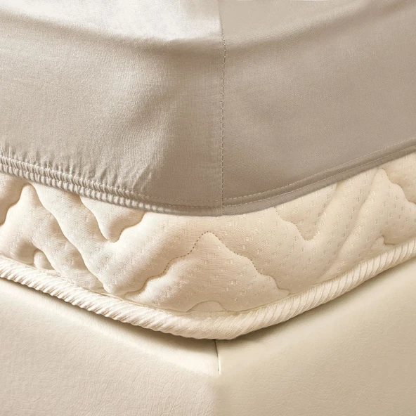 Soft Basic Tek Kişilik Lastikli Çarşaf - Bej - 100x200 cm - Resim 2