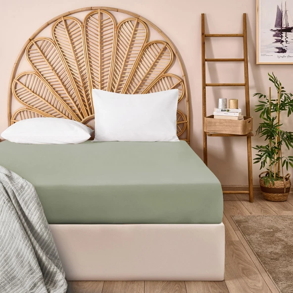 Soft Çift Kişilik Lastikli Çarşaf - Yeşil - 160x200 cm ürün görseli 1