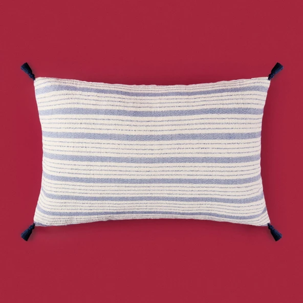 Soft Sun Madness Püsküllü Kırlent - Ekru - 30x50 cm ürün görseli