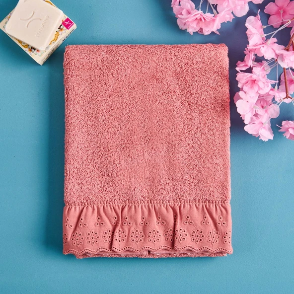 Soft Fırfırlı Yüz Havlusu - Gülkurusu - 50x90 cm ürün görseli