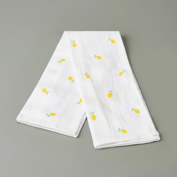 Soft Müslin Limon Desenli Kurulama Bezi - Beyaz - 40x60 cm ürün görseli 1
