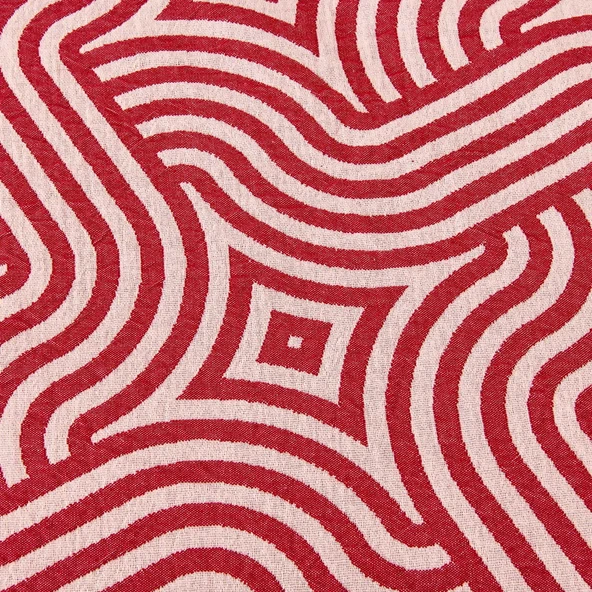 Soft Geometrik Desenli Tek Kişilik Yatak Örtüsü - Kırmızı - 160x225 cm - Resim 2